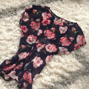 F21 Floral Sheer Blouse